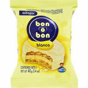 ALFAJOR BON O BON CHOCOLATE BLANCO ARCOR 40 GR - PACK X 6U