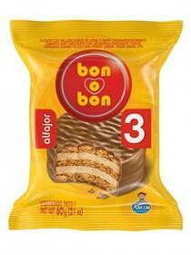 ALFAJOR BON O BON CHOCOLATE NEGRO TRIPLE ARCOR 60 GR - PACK X 3U