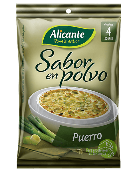 ALICANTE PUERRO EN POLVO SOBRES DE 7,5 GR - FLOWPACK 4 SOBRES - PACK X 3 UNIDADES (12 SOBRES)