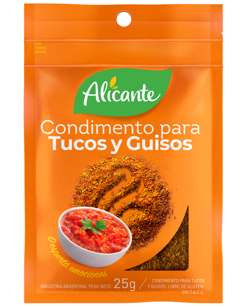 CONDIMENTO PARA TUCOS Y GUISOS ALICANTE SIN TACC 25 GR PACK X 3U