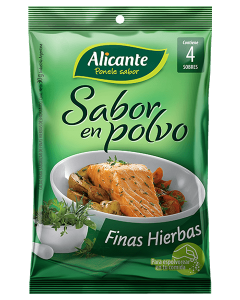 ALICANTE FINAS HIERBAS EN POLVO SOBRES DE 7,5 GR - FLOWPACK 4 SOBRES - PACK X 3 UNIDADES (12 SOBRES)