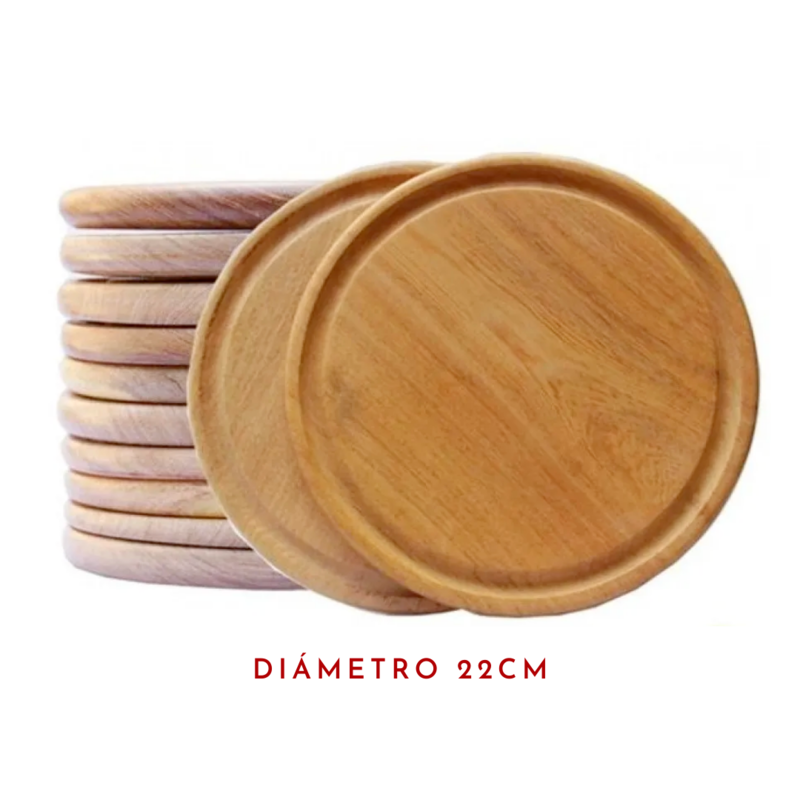PLATO TABLA MADERA ALGARROBO - DIAMETRO 22CM