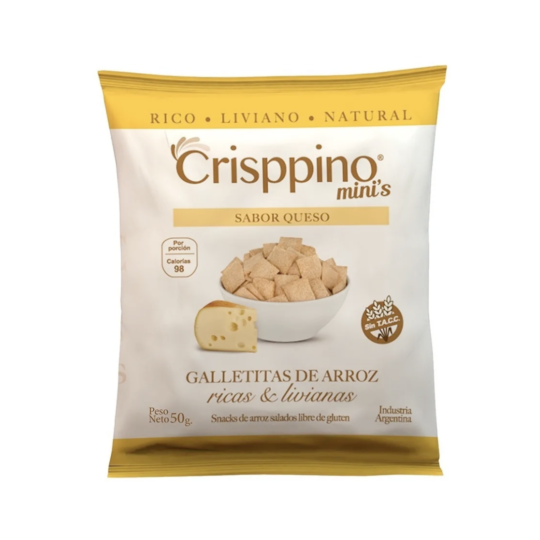CRISPPINO SNACK ARROZ SABOR QUESO SIN TACC X 50 GR