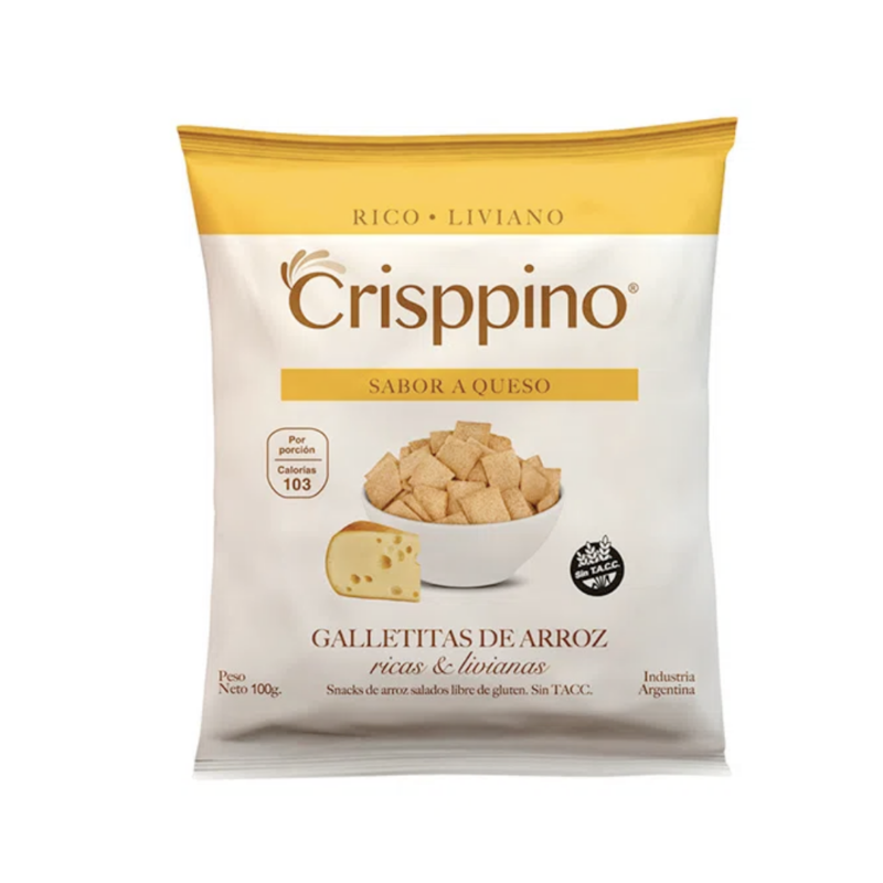 CRISPPINO SNACK ARROZ SABOR QUESO SIN TACC X 100 GR