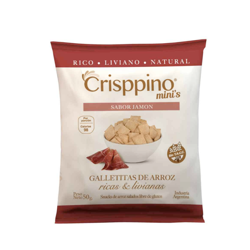 CRISPPINO SNACK ARROZ SABOR JAMÓN SIN TACC X 50 GR