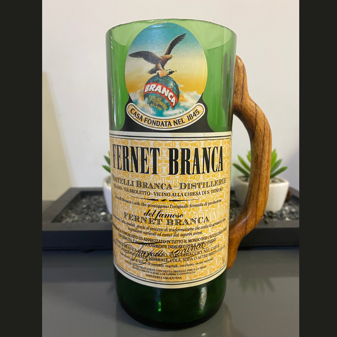 VASO FERNET BOTELLA VIDRIO ARTESANAL