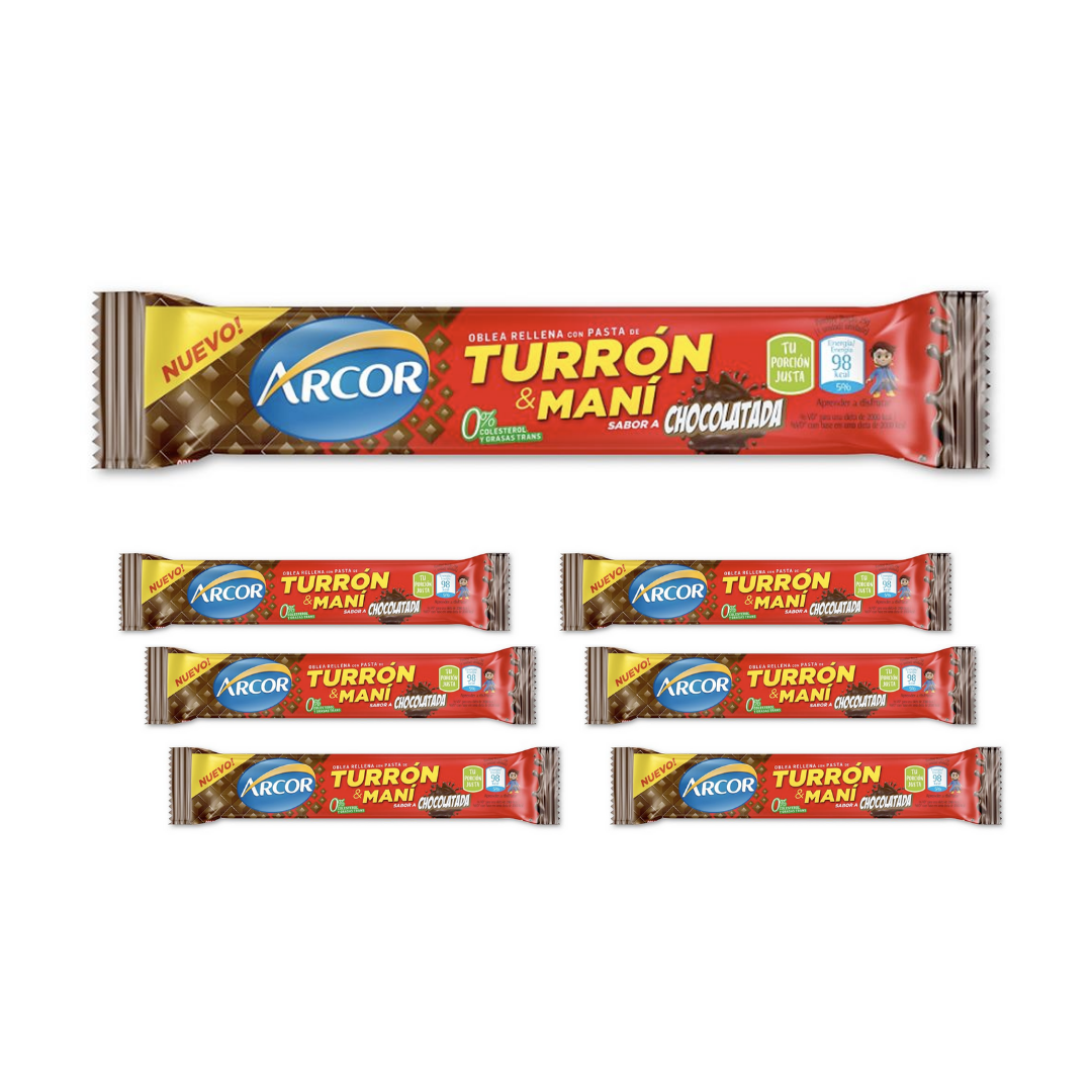 TURRON ARCOR CHOCOLATADA - 25gr/ PACK X 6U