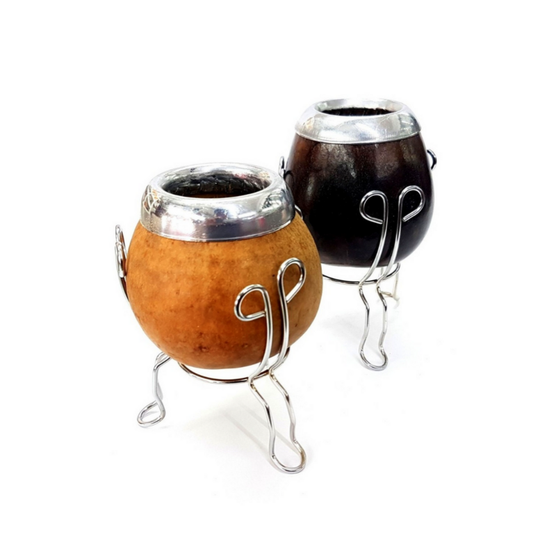 ​MATE DE CALABAZA CON VIROLA DE ALUMINIO + PIE