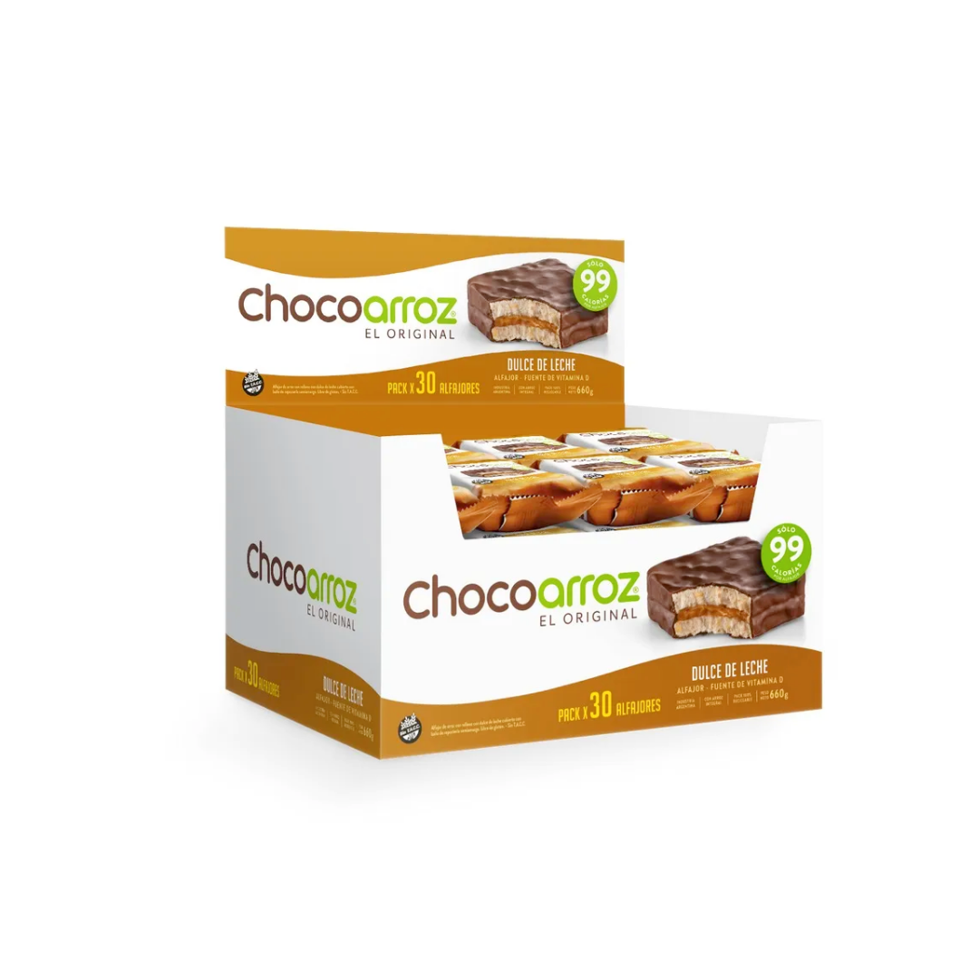 CHOCOARROZ ALFAJOR CON DULCE DE LECHE GLUTEN FREE 25 GR - BOX X 30U