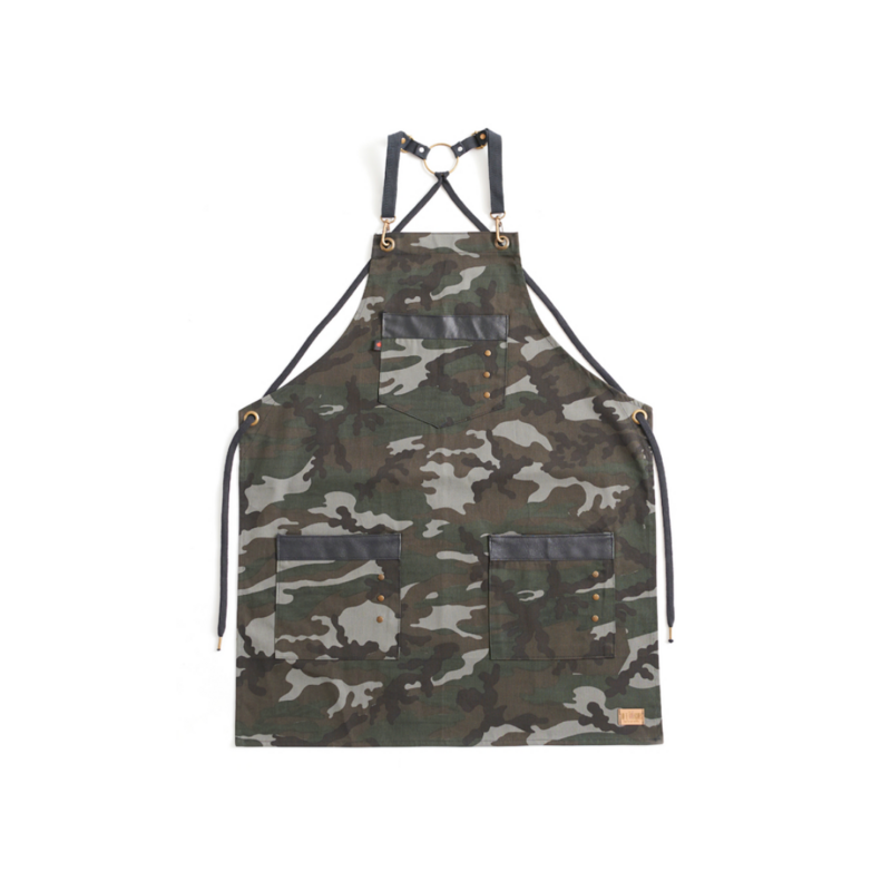 DELANTAL GABARDINA CAMUFLADA CON CUERO