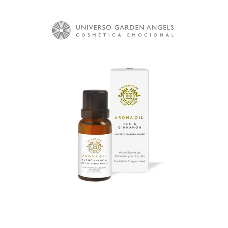 ACEITE AROMATICO PARA HORNILLO RUE &amp; CINNAMON - UNIVERSO  GARDEN ANGELS