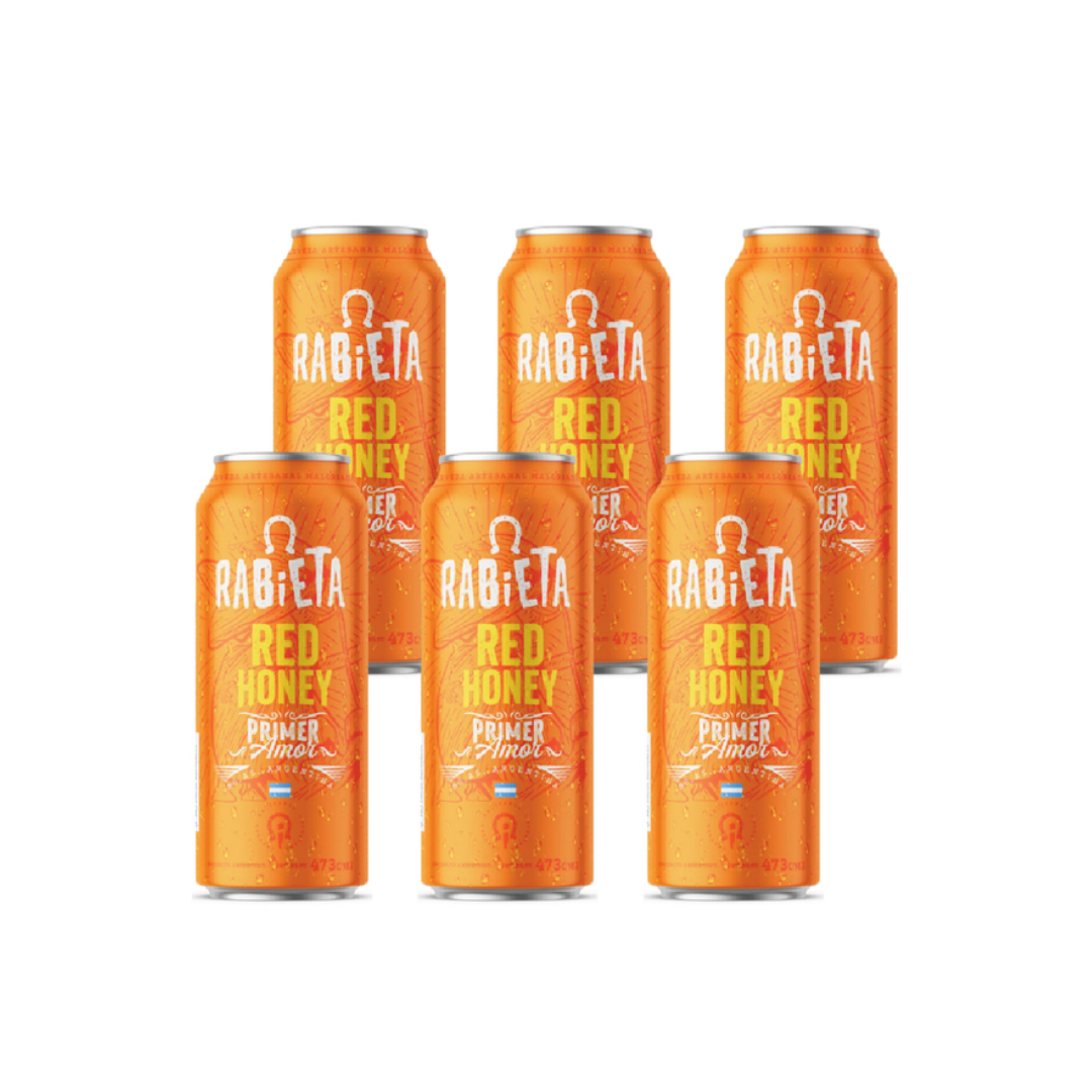 CERVEZA RABIETA RED HONEY 473ML - PACK X 6