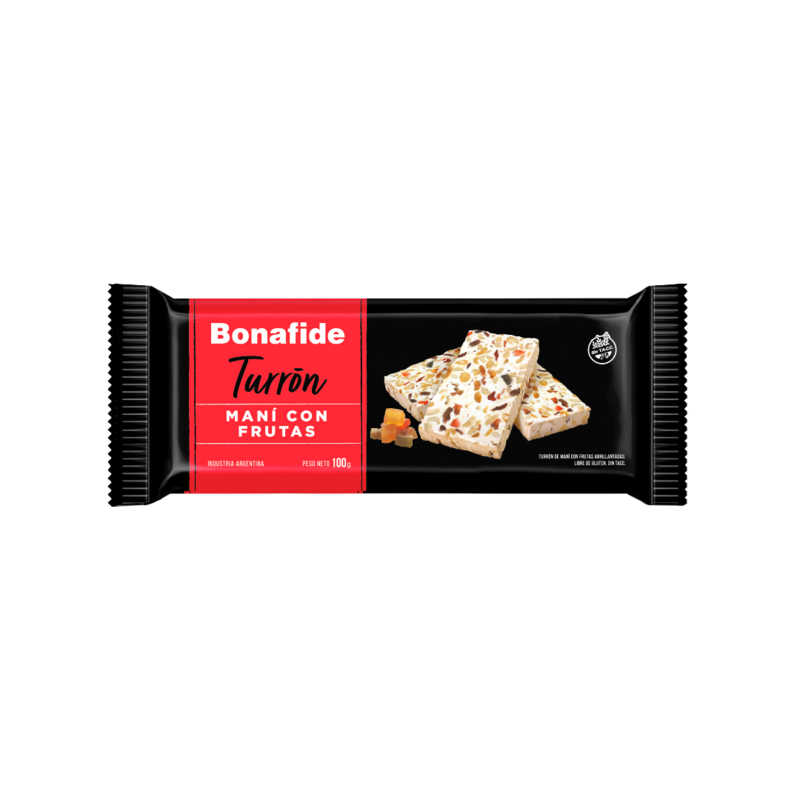 TURRON BONAFIDE MANI CON FRUTAS 100G - PACK X 3U