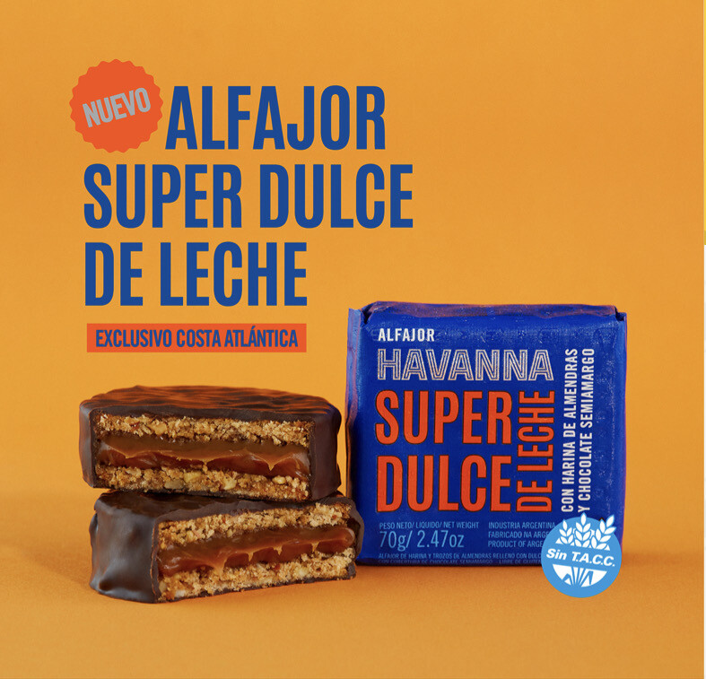 ALFAJOR HAVANNA SUPER DULCE DE LECHE X 9U - SIN TACC