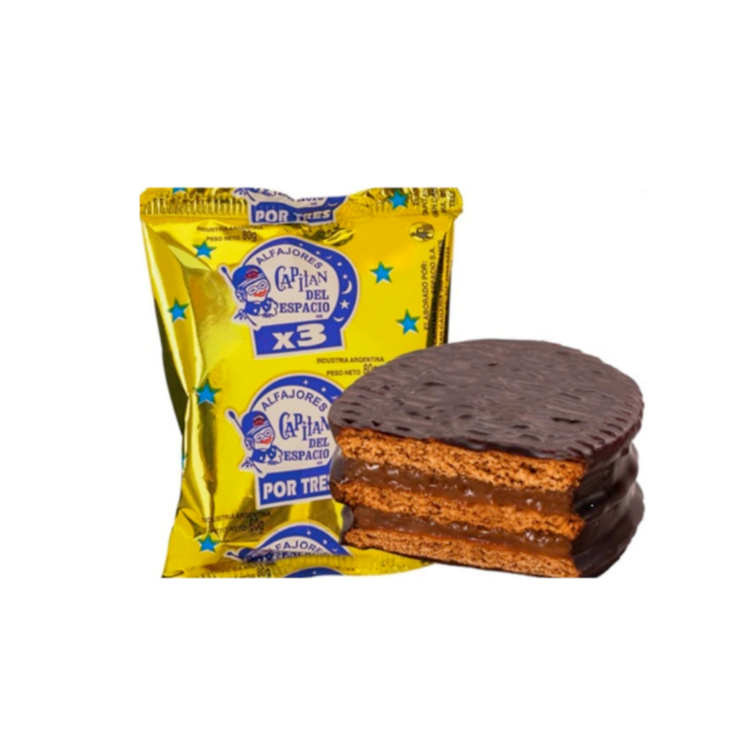 ALFAJOR TRIPLE CAPITAN DEL ESPACIO NEGRO 80G - PACK X 6 UNIDADES