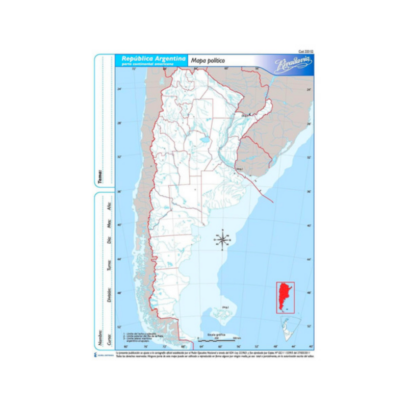 Mapa Político República Argentina N°3 Rivadavia