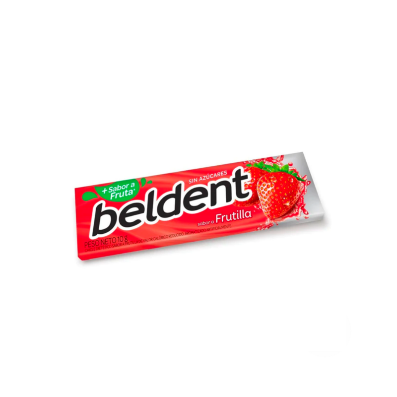 CHICLE BELDENT FRUTILLA SIN AZÚCAR 10 G - BOX X 20U