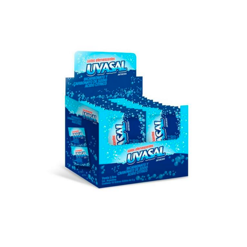 UVASAL ANTIÁCIDO SALES EFERVESCENTES SABOR CLASICO - BOX X 15 SOBRES DOBLES 5 GR. UVASAL ANTIÁCIDO SALES EFERVESCENTES SABOR CLASICO - BOX X 15 SOBRES DOBLES 5 GR.