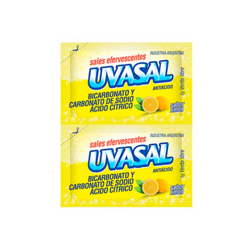 UVASAL ANTIÁCIDO SALES EFERVESCENTES SABOR LIMON - PACK X 3 SOBRES DOBLES 5 GR