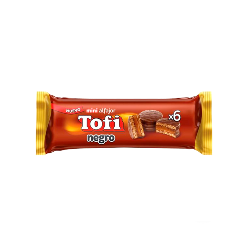 MINI ALFAJOR TOFI NEGRO DULCE DE LECHE  - PACK X 6U