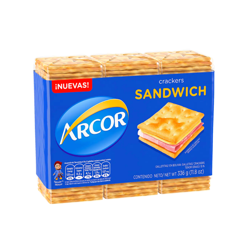 CRACKERS SANDWICH ARCOR (SERRANAS) 336GR - PACK X 3U