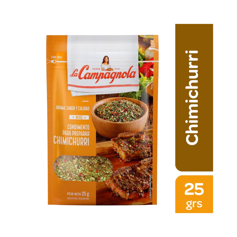 CONDIMENTO PARA PREPARAR CHIMICHURRI LA CAMPAGNOLA 25 GR PACK X 3U