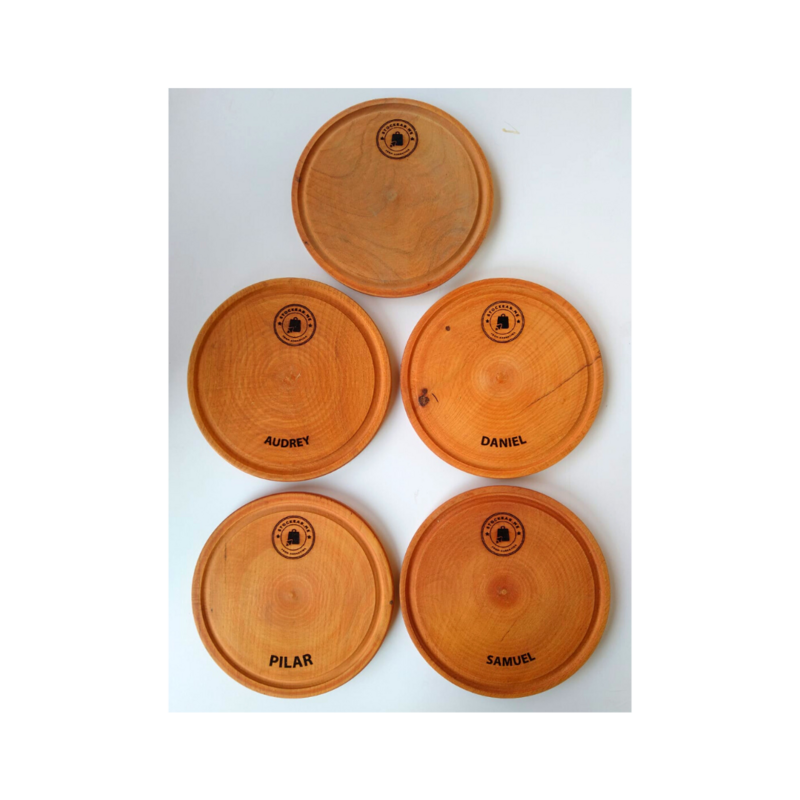 PLATO PERSONALIZADO - TABLA MADERA ALGARROBO - DIAMETRO 24CM - PACK X 6 UNIDADES