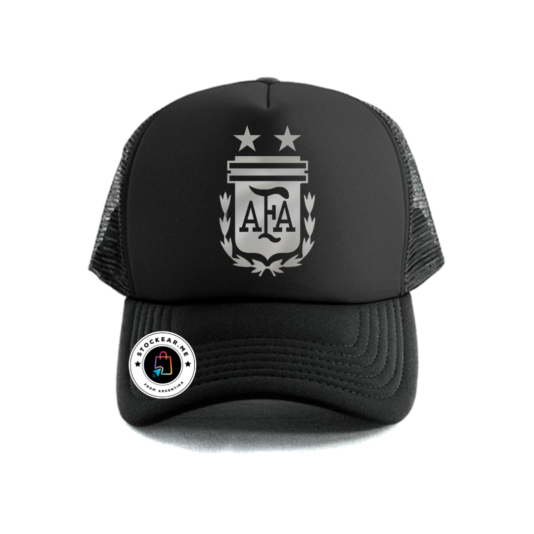 GORRA TRUCKER  NEGRA LOGO AFA PLATEADO