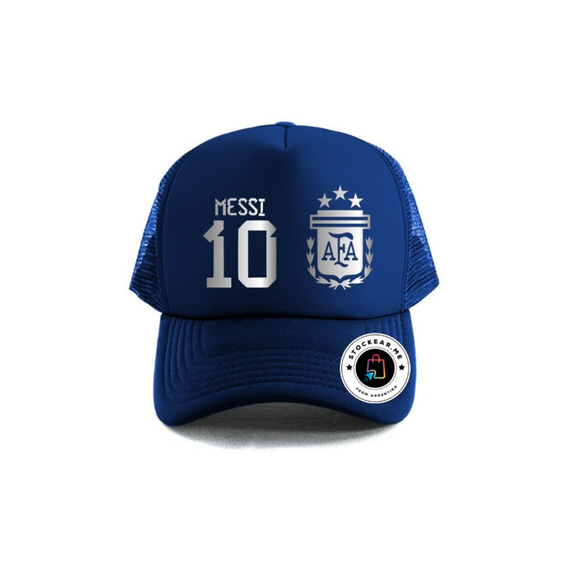 GORRA TRUCKER AZUL MESSI AFA PLATEADO - 3 ESTRELLAS!