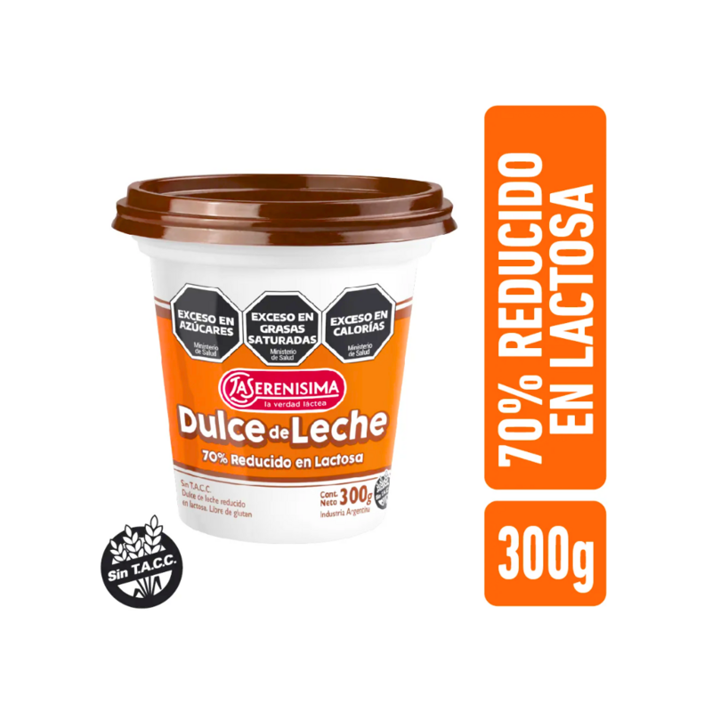 LA SERENISIMA DULCE DE LECHE 70% REDUCIDO EN LACTOSA - 300gr