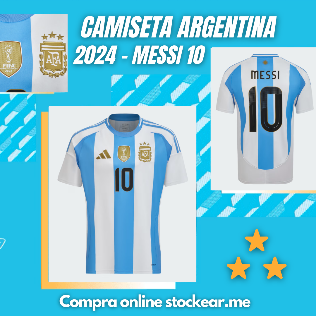 CAMISETA ADIDAS ORIGINAL ARGENTINA 2024 - 3 ESTRELLAS - MESSI 10