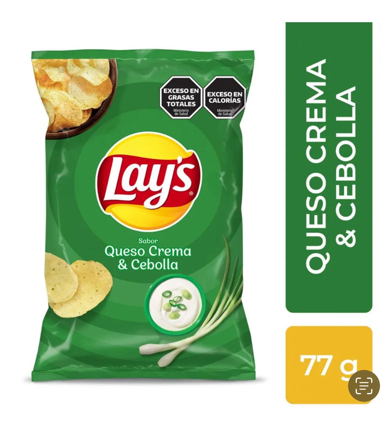 PAPAS FRITAS LAYS SABOR QUESO CREMA Y CEBOLLA - 77G
