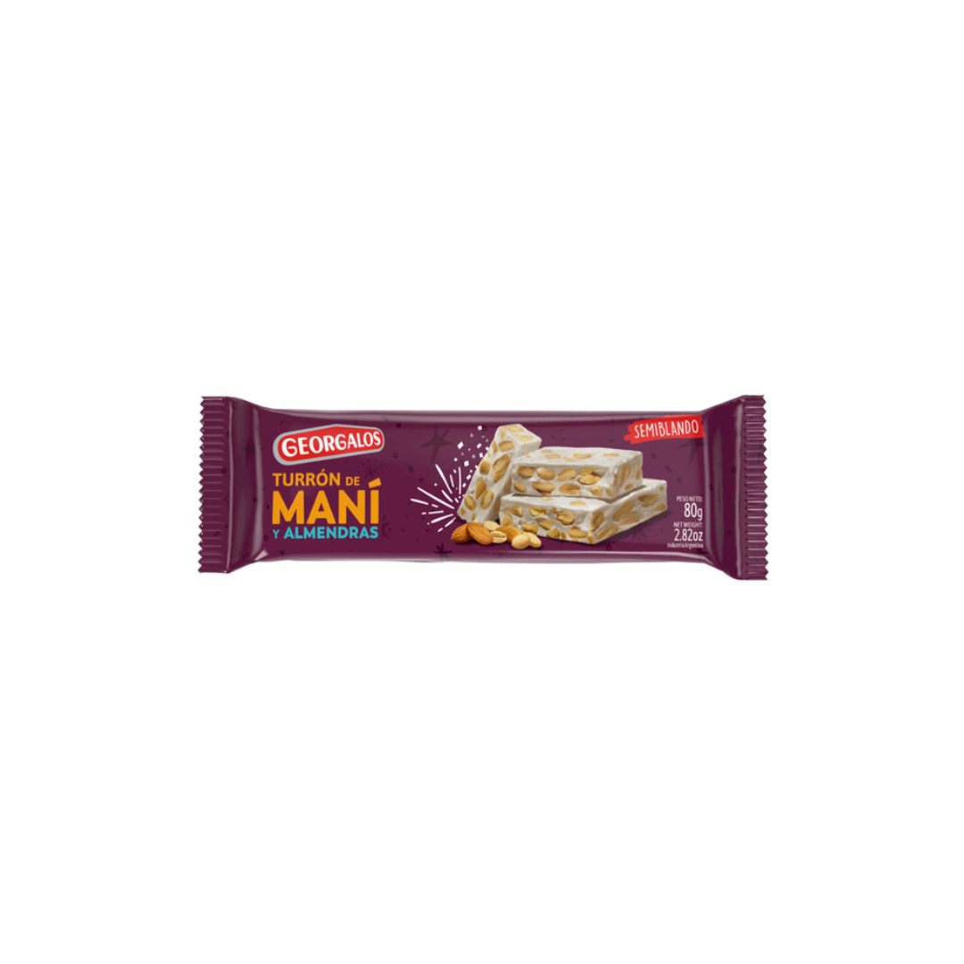 GEORGALOS TURRON SEMIBLANDO DE MANI Y ALMENDRAS- 80gr