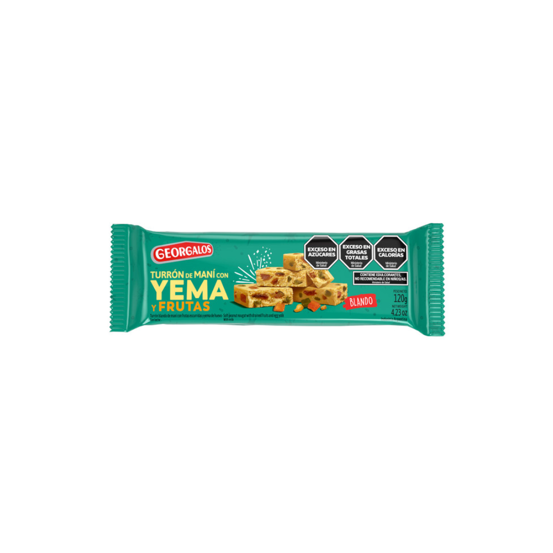 GEORGALOS TURRON DE MANI CON YEMA  Y FRUTAS- 120gr