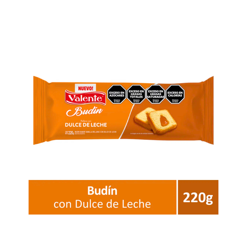 BUDIN VALENTE SABOR VAINILLA CON DULCE DE LECHE - 220GR