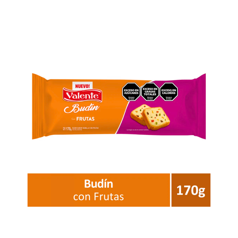 BUDIN VALENTE SABOR VAINILLA CON FRUTAS - 170GR
