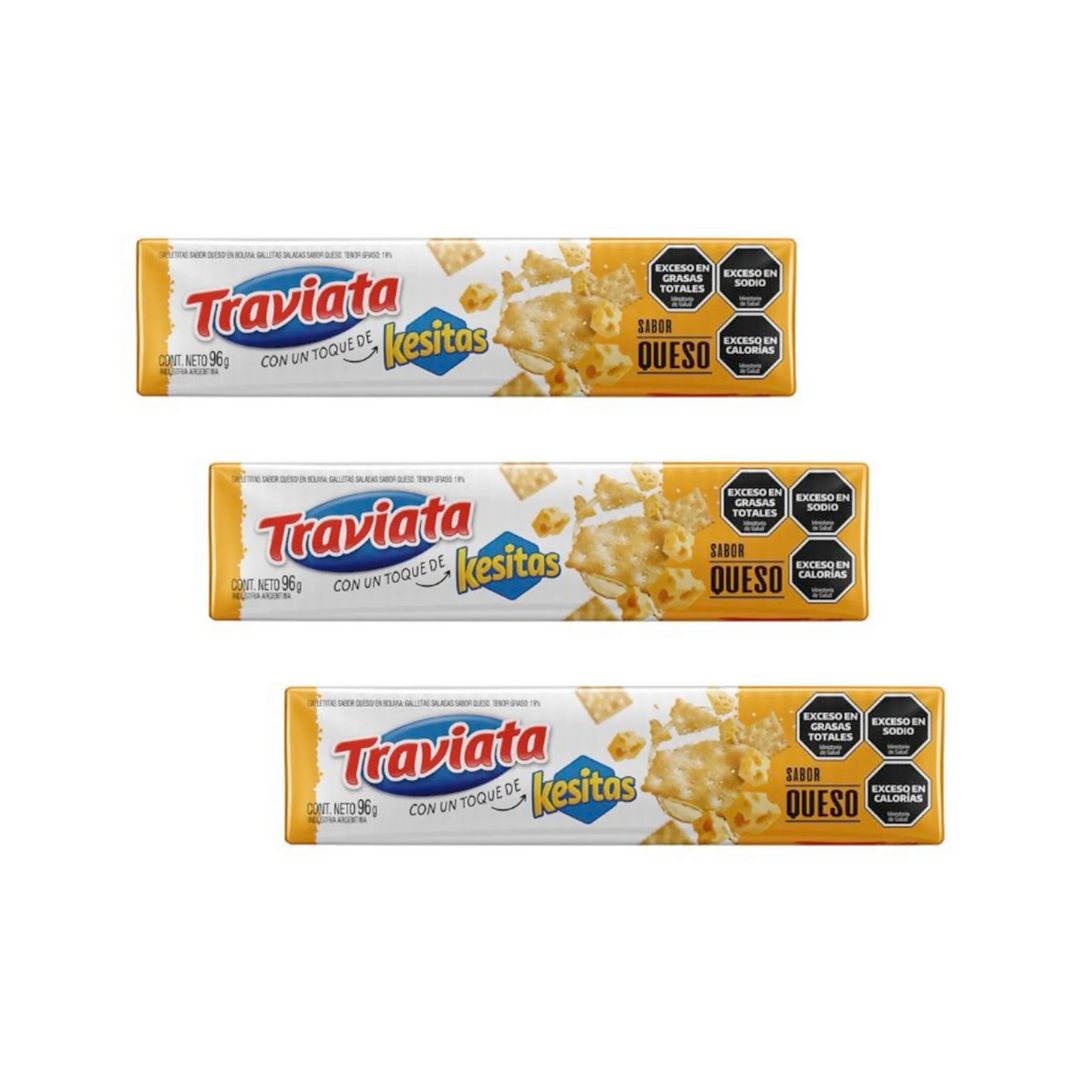 GALLETITAS SALADAS SABOR KESITAS ORIGINAL TRAVIATA 96G - PACK X 3U