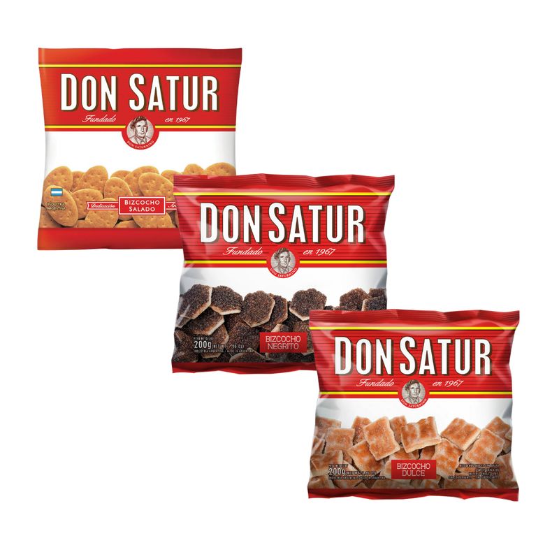 DON SATUR MIX BIZCOCHOS SALADO - DULCES - NEGRITO - PACK X 3U DON SATUR MIX BIZCOCHOS SALADO - DULCES - NEGRITO - PACK X 3U
