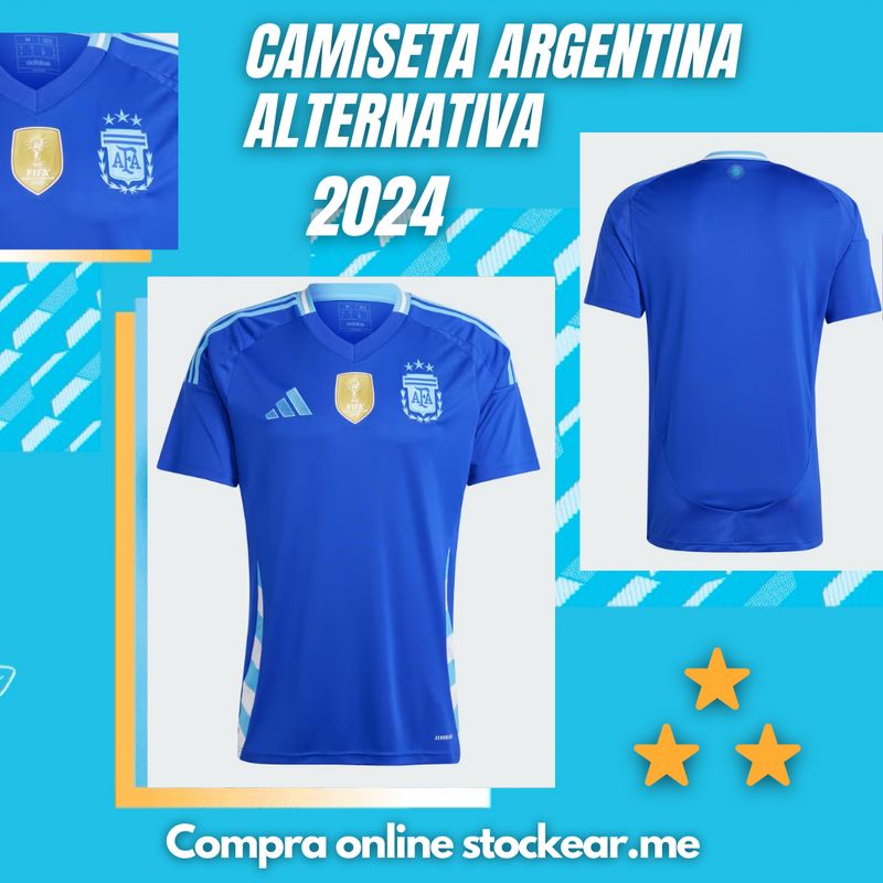 CAMISETA ADIDAS ORIGINAL ARGENTINA 2024 ALTERNATIVA - 3 ESTRELLAS