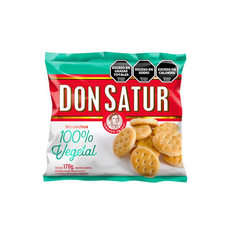 DON SATUR BIZCOCHOS LIGHT 100% VEGETAL - PACK X 3U