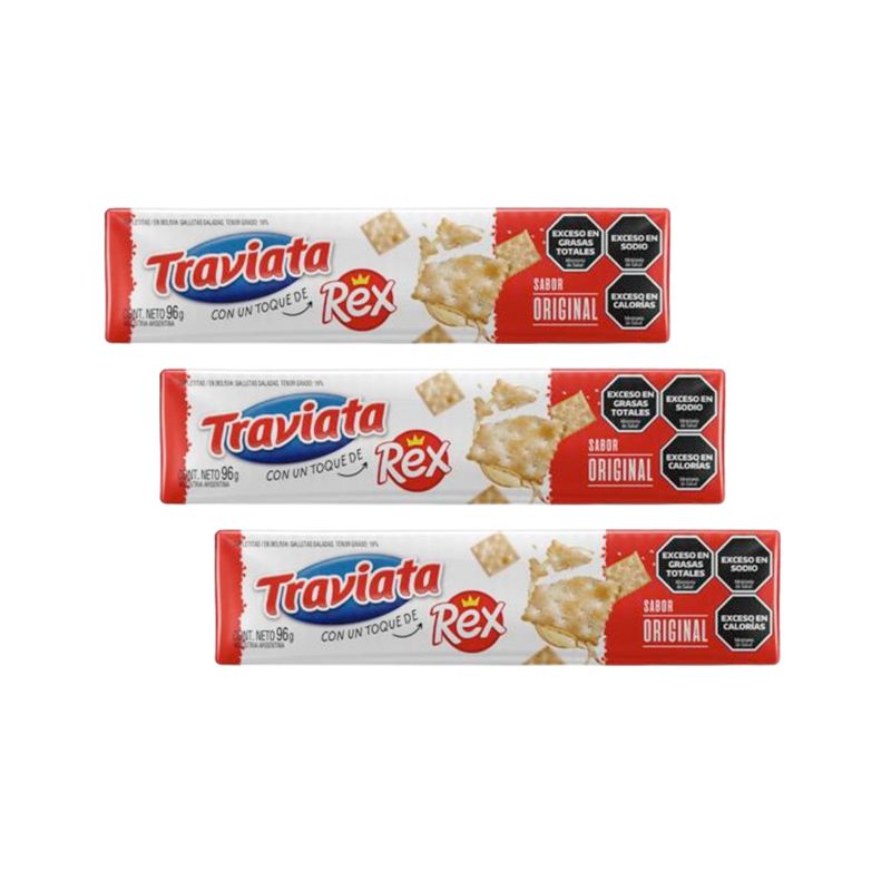 GALLETITAS SALADAS SABOR REX ORIGINAL TRAVIATA 96G - PACK X 3U GALLETITAS SALADAS SABOR REX ORIGINAL TRAVIATA 96G - PACK X 3U