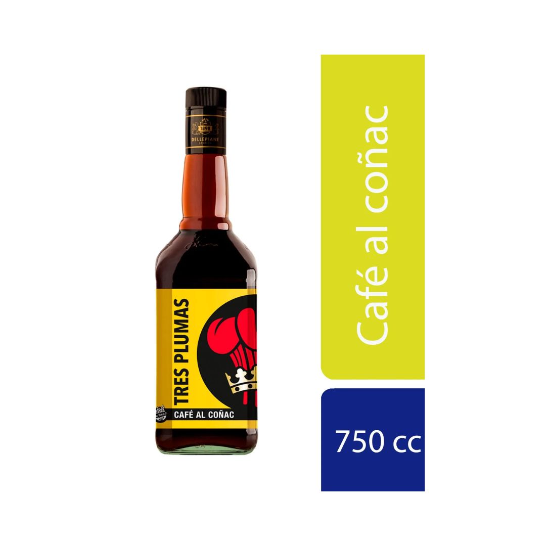 LICOR DE CAFE AL COGNAC TRES PLUMAS - 750ml