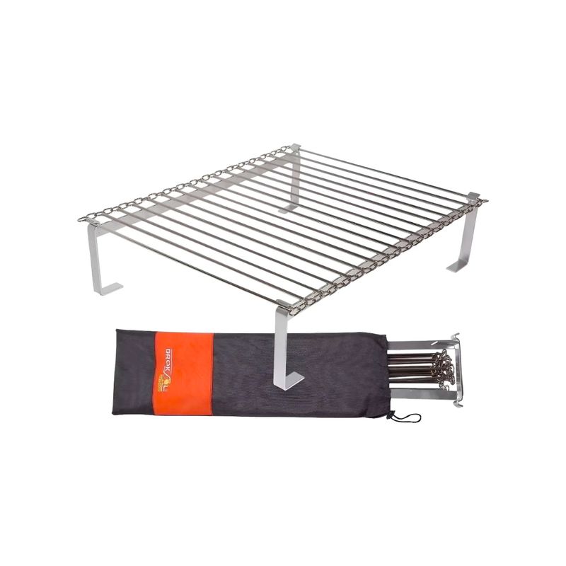 PARRILLA ACERO PLEGABLE ENROLLABLE CADENA CON ESTUCHE