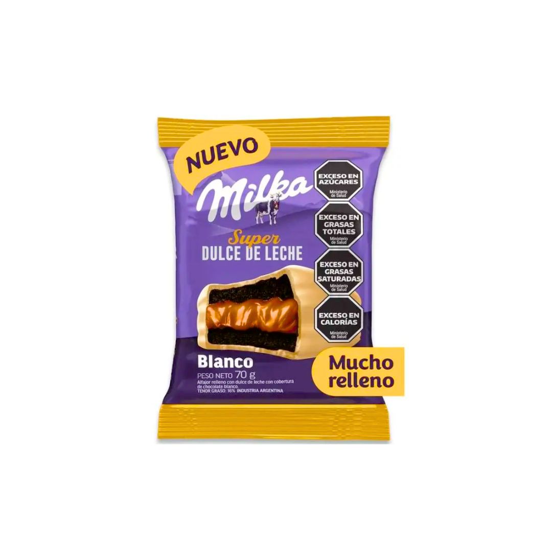 ALFAJOR MILKA BLANCO SUPER DULCE DE LECHE 70 GR - PACK X 6U