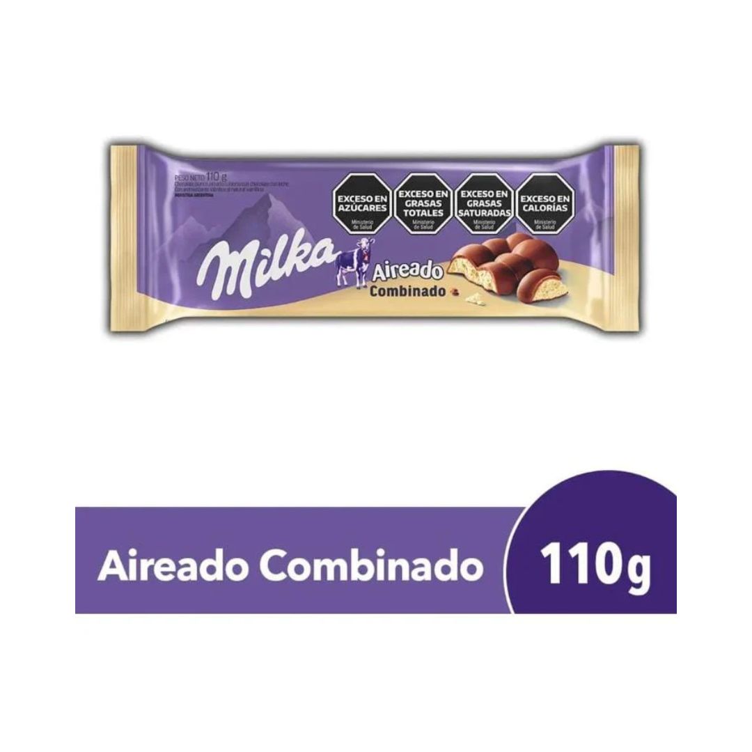 CHOCOLATE MILKA AIREADO COMBINADO 110 GR - PACK X 2U