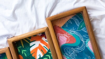 Large Ripples Teak Tray