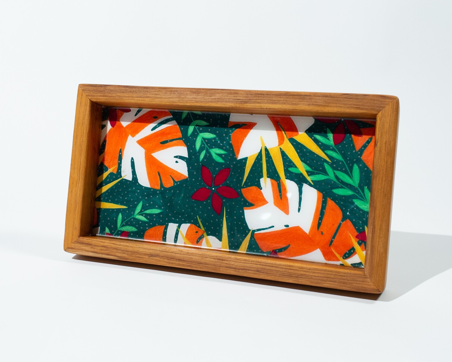 Small Small Monstera Teak Tray