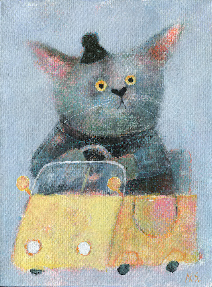 Cat in a Yellow Car