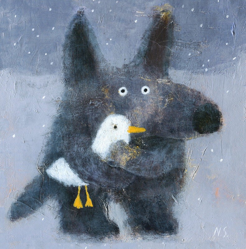 Wolf with a Duck – Original