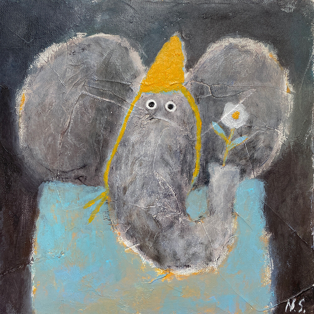 An Elephant and a Flower – Original